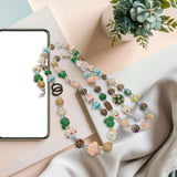 Maxbell Beaded Phone Charms Strap Phone Charm Chain for Birthday Gift Backpack Women Green