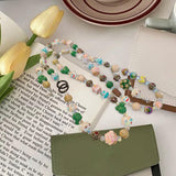Maxbell Beaded Phone Charms Strap Phone Charm Chain for Birthday Gift Backpack Women Green