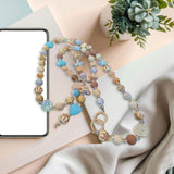 Maxbell Beaded Phone Charms Strap Phone Charm Chain for Birthday Gift Backpack Women Brown
