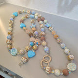 Maxbell Beaded Phone Charms Strap Phone Charm Chain for Birthday Gift Backpack Women Brown