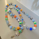 Maxbell Beaded Phone Charms Strap Phone Charm Chain for Birthday Gift Backpack Women Blue