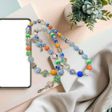 Maxbell Beaded Phone Charms Strap Phone Charm Chain for Birthday Gift Backpack Women Blue