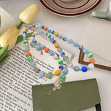 Maxbell Beaded Phone Charms Strap Phone Charm Chain for Birthday Gift Backpack Women Blue