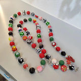 Maxbell Beaded Phone Charms Strap Phone Charm Chain for Birthday Gift Backpack Women Red