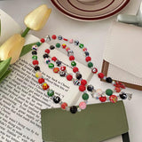 Maxbell Beaded Phone Charms Strap Phone Charm Chain for Birthday Gift Backpack Women Red