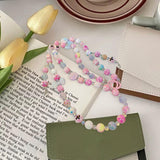 Maxbell Beaded Phone Charms Strap Phone Charm Chain for Birthday Gift Backpack Women PInk
