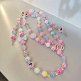 Maxbell Beaded Phone Charms Strap Phone Charm Chain for Birthday Gift Backpack Women PInk
