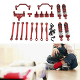 Maxbell 1/16 RC Car Metal Upgrade Kits Front and Rear Shock Brackets for C64 Crawler Red