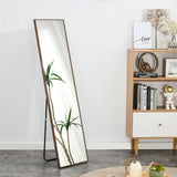 Maxbell 4rd generation packaging upgrade brown solid wood frame full body mirror,