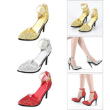 Maxbell 1:6 High Heeled Shoes Doll Decoration Accessories for 12 inch Action Figures Gold