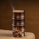 Maxbell Copper Bamboo Section Incense Burner for Hotel Teahouse Buddhist Temple