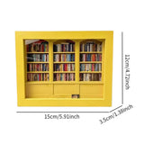 Maxbell Mini Bookshelf Ornament Decorative Home Decoration Miniature Bookshelf Decor yellow