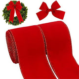 Maxbell 2 Pieces Christmas Ribbon Decorative Ribbon for Christmas Trees Centerpieces