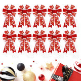 Maxbell 10 Pieces Christmas Ribbon Bows Ribbon Bowknot for Basket Treat Bags Wedding
