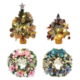 Maxbell Mini Christmas Tree with Lights and Hanging Ornaments for Office Indoor Gift 60cm