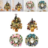 Maxbell Mini Christmas Tree with Lights and Hanging Ornaments for Office Indoor Gift 60cm