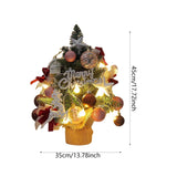 Mini Christmas Tree with Lights and Hanging Ornaments for Office Indoor Gift 45cm