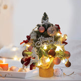 Mini Christmas Tree with Lights and Hanging Ornaments for Office Indoor Gift 45cm