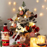 Mini Christmas Tree with Lights and Hanging Ornaments for Office Indoor Gift 45cm