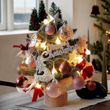 Mini Christmas Tree with Lights and Hanging Ornaments for Office Indoor Gift 45cm