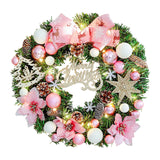 Maxbell Lighted Christmas Wreath Front Door Wreath for Indoor Outdoor Wall Fireplace Pink White