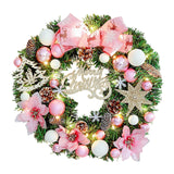 Maxbell Lighted Christmas Wreath Front Door Wreath for Indoor Outdoor Wall Fireplace Pink White