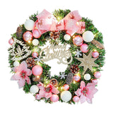 Maxbell Lighted Christmas Wreath Front Door Wreath for Indoor Outdoor Wall Fireplace Pink White