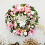 Maxbell Lighted Christmas Wreath Front Door Wreath for Indoor Outdoor Wall Fireplace Pink White