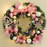 Maxbell Lighted Christmas Wreath Front Door Wreath for Indoor Outdoor Wall Fireplace Pink White