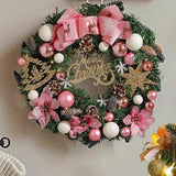 Maxbell Lighted Christmas Wreath Front Door Wreath for Indoor Outdoor Wall Fireplace Pink White