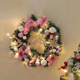 Maxbell Lighted Christmas Wreath Front Door Wreath for Indoor Outdoor Wall Fireplace Pink White