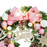 Maxbell Lighted Christmas Wreath Front Door Wreath for Indoor Outdoor Wall Fireplace Pink White