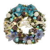 Lighted Christmas Wreath Front Door Wreath for Indoor Outdoor Wall Fireplace Blue White