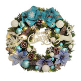 Lighted Christmas Wreath Front Door Wreath for Indoor Outdoor Wall Fireplace Blue White