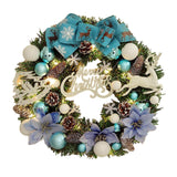 Lighted Christmas Wreath Front Door Wreath for Indoor Outdoor Wall Fireplace Blue White