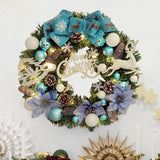 Lighted Christmas Wreath Front Door Wreath for Indoor Outdoor Wall Fireplace Blue White