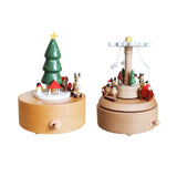 Maxbell Christmas Wooden Musical Box Rotating Music Box for Kids Wife Girlfriend snowflake