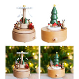 Maxbell Christmas Wooden Musical Box Rotating Music Box for Kids Wife Girlfriend snowflake