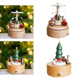 Maxbell Christmas Wooden Musical Box Rotating Music Box for Kids Wife Girlfriend snowflake