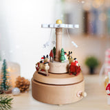 Maxbell Christmas Wooden Musical Box Rotating Music Box for Kids Wife Girlfriend snowflake