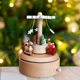 Maxbell Christmas Wooden Musical Box Rotating Music Box for Kids Wife Girlfriend snowflake
