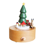 Maxbell Christmas Wooden Musical Box Rotating Music Box for Kids Wife Girlfriend Deer