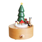 Maxbell Christmas Wooden Musical Box Rotating Music Box for Kids Wife Girlfriend Deer