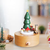 Maxbell Christmas Wooden Musical Box Rotating Music Box for Kids Wife Girlfriend Deer
