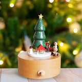 Maxbell Christmas Wooden Musical Box Rotating Music Box for Kids Wife Girlfriend Deer