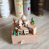 Wooden Music Box Figurine Music Box Figurine for Home Living Room Bedroom