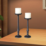 Maxbell 2 Pieces Pillar Candle Holders Iron Candlestick for Christmas Events Dinning Black