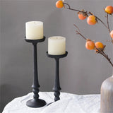 Maxbell 2 Pieces Pillar Candle Holders Iron Candlestick for Christmas Events Dinning Black