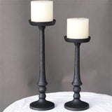 Maxbell 2 Pieces Pillar Candle Holders Iron Candlestick for Christmas Events Dinning Black