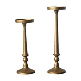 Maxbell 2 Pieces Pillar Candle Holders Iron Candlestick for Christmas Events Dinning Gold